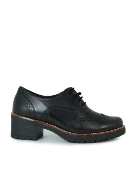 ZAPATO TIPO OXFORD CON TACÓN BAJO Y CORDONES PITILLOS 20221 NEGRO