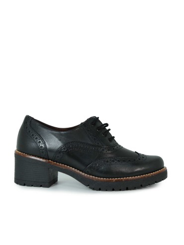ZAPATO TIPO OXFORD CON TACÓN BAJO Y CORDONES PITILLOS 20221 NEGRO