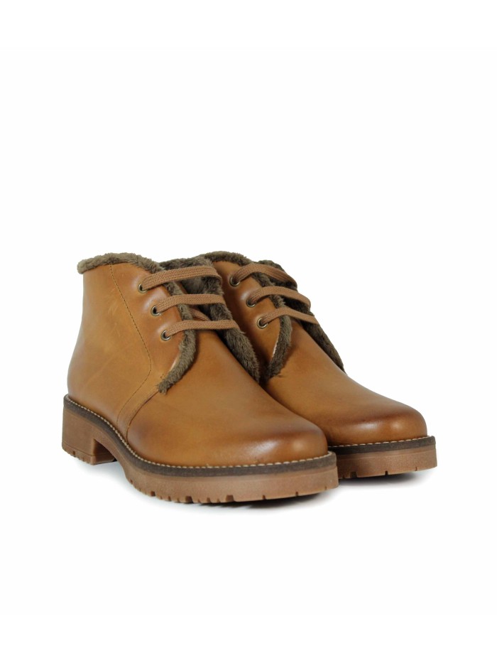 BOTINES CON FORRO DE PELO PARA MUJER PITILLOS 10085 CUERO