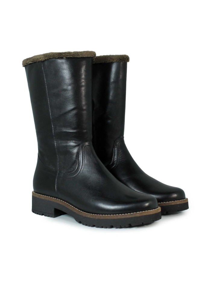BOTA DE CAÑA MEDIA DE PIEL MUJER PITILLOS 10780 NEGRO