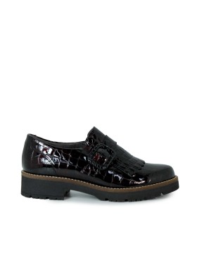 ZAPATOS DE CHAROL CON HEBILLA Y FLECOS PITILLOS 10772 BURDEOS