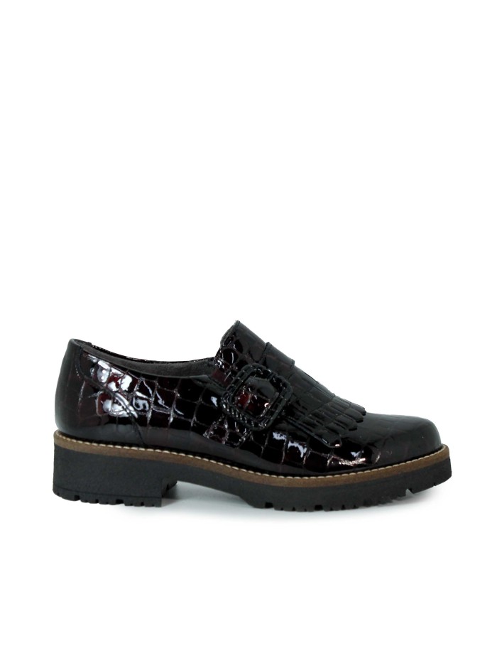 ZAPATOS DE CHAROL CON HEBILLA Y FLECOS PITILLOS 10772 BURDEOS