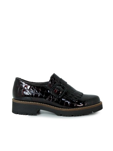 ZAPATOS DE CHAROL CON HEBILLA Y FLECOS PITILLOS 10772 BURDEOS