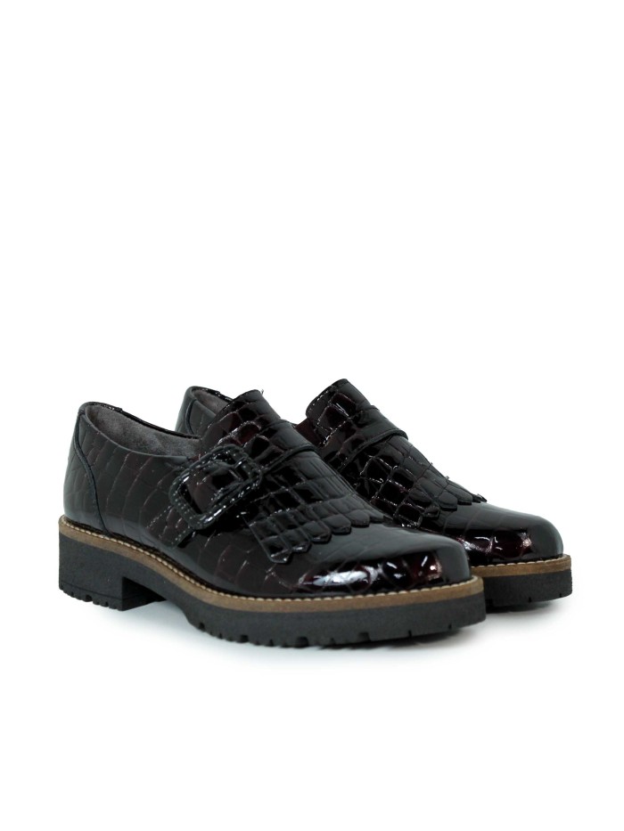 ZAPATOS DE CHAROL CON HEBILLA Y FLECOS PITILLOS 10772 BURDEOS