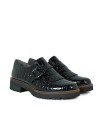 ZAPATOS TIPO MOCASÍN DE CHAROL CON HEBILLA Y FLECOS PITILLOS 10772 NEGRO