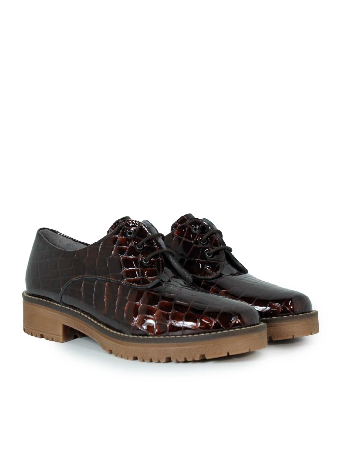 ZAPATOS DE CORDONES EN PIEL COCO PITILLOS 10081 MARRÓN