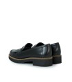 MOCASINES NEGROS DE PIEL CON ANTIFAZ Y FLECOS PARA MUJER PITILLOS 10783