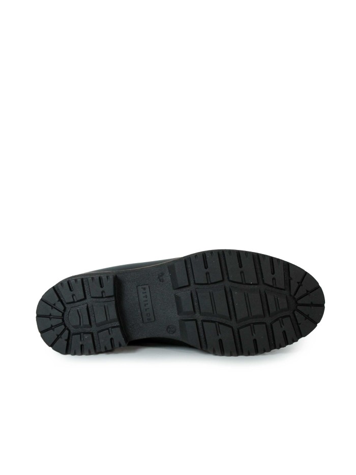 MOCASINES NEGROS DE PIEL CON ANTIFAZ Y FLECOS PARA MUJER PITILLOS 10783