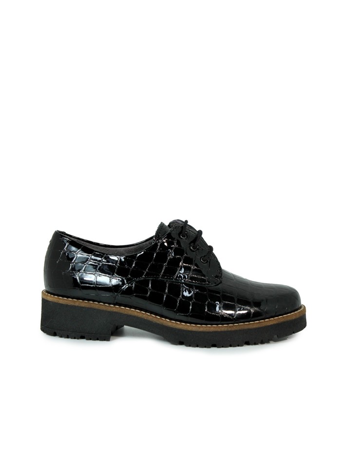 ZAPATOS DE CORDONES EN PIEL COCO PITILLOS 10771 NEGRO
