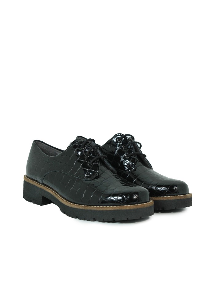 ZAPATOS DE CORDONES EN PIEL COCO PITILLOS 10771 NEGRO