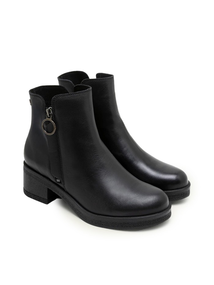 BOTINES DE PIEL CON CREMALLERA PORRONET 4732 NEGRO
