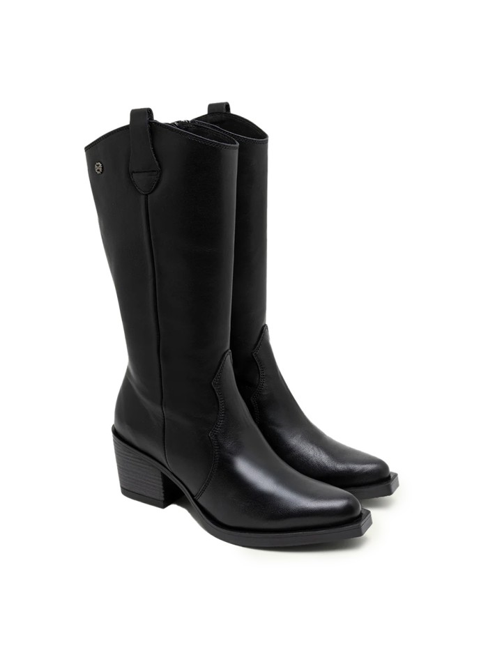 BOTA DE CAÑA ALTA TACÓN MEDIO PORRONET 4755 NEGRO