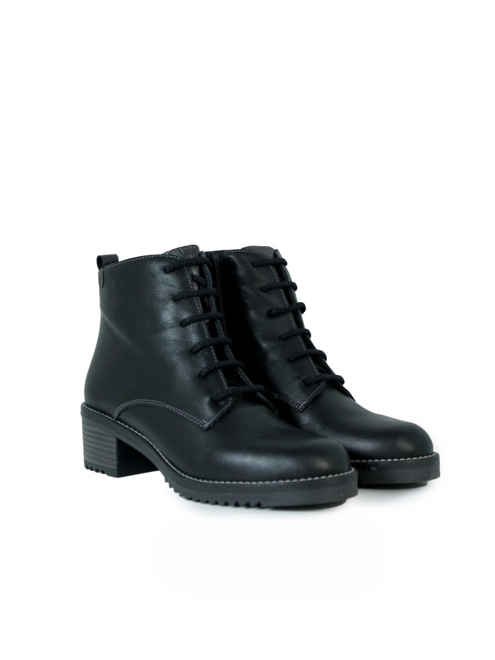 BOTINES CON CORDONES Y TACÓN BAJO VALERIA´S 2326 NEGRO