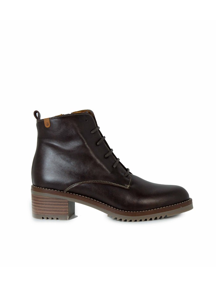 BOTINES CON CORDONES Y TACÓN BAJO VALERIA´S 2326 MARRÓN