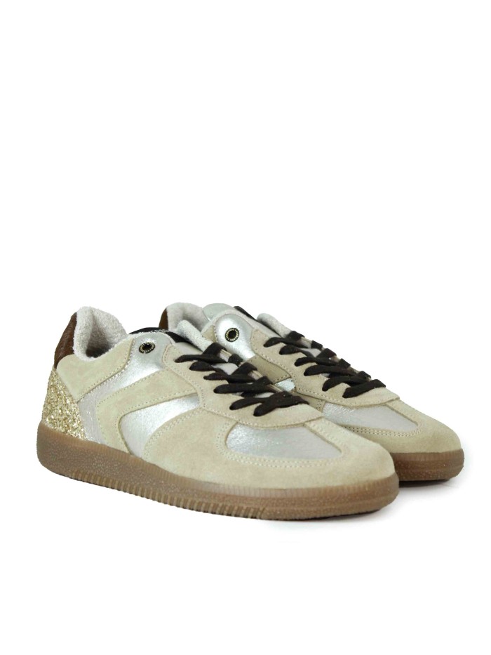 ZAPATILLAS RETRO DE PIEL CON CORDONES VERBENAS SORA FANTASY ORO