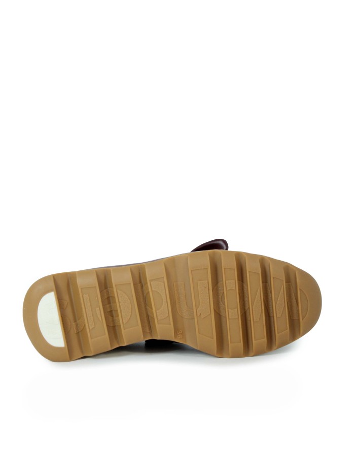ZAPATO DE CUÑA CON LAZO DECORATIVO WONDERS A-7611 BURDEOS