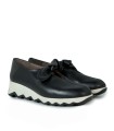 ZAPATO DE CUÑA CON LAZO DECORATIVO WONDERS A-7611 NEGRO