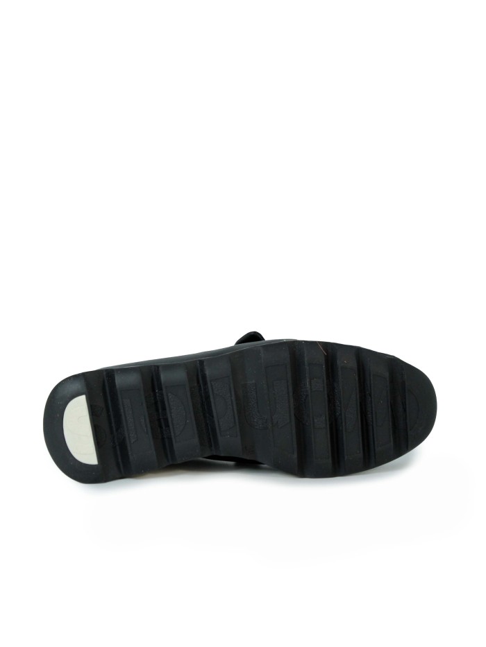 ZAPATO DE CUÑA CON LAZO DECORATIVO WONDERS A-7611 NEGRO