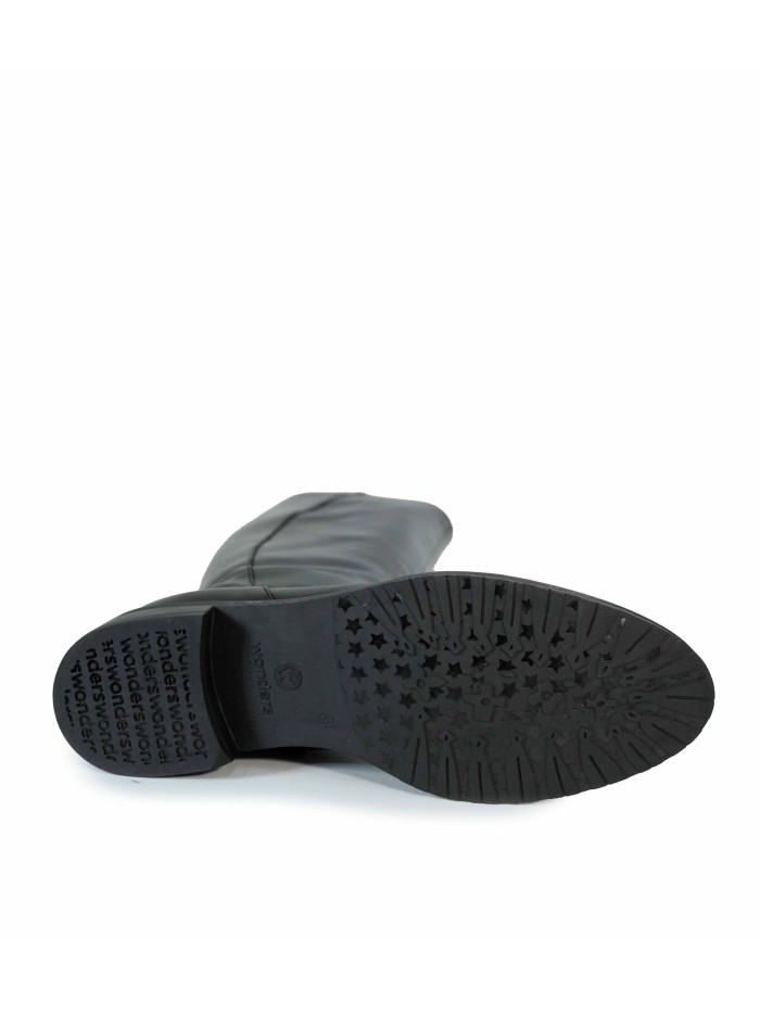 BOTAS DE TACÓN BAJO CAÑA ALTA WONDERS C-54101 NEGRO