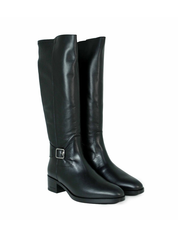 BOTAS DE TACÓN BAJO CON CAÑA ALTA WONDERS D-1802 NEGRO