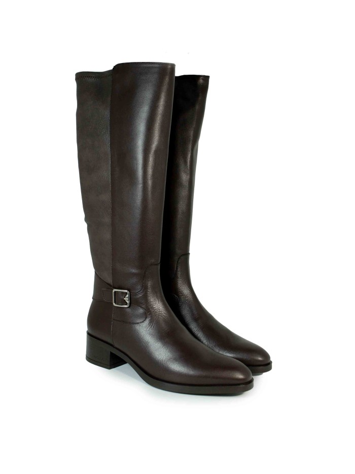 BOTAS DE TACÓN BAJO CON CAÑA ALTA WONDERS D-1802 MARRÓN