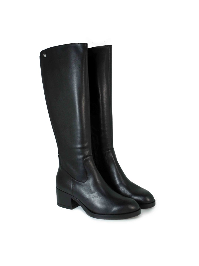 BOTA DE PIEL DE CAÑA ALTA WONDERS G-6250 NEGRA
