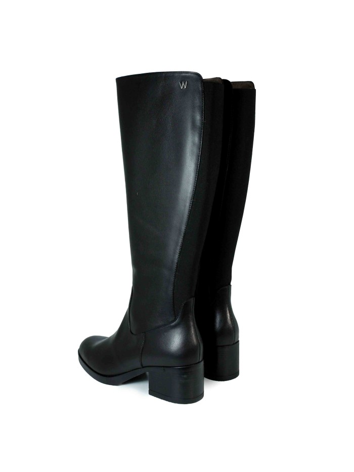 BOTA DE PIEL DE CAÑA ALTA WONDERS G-6250 NEGRA