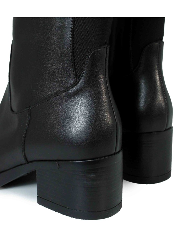 BOTA DE PIEL DE CAÑA ALTA WONDERS G-6250 NEGRA