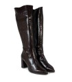 BOTA DE CAÑA ALTA EFECTO COCODRILO TACÓN MEDIO WONDERS M-5425 MARRÓN