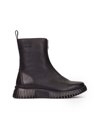 BOTINES PLANOS CON CREMALLERA EN TENDENCIA WONDERS A-4403 NEGRO