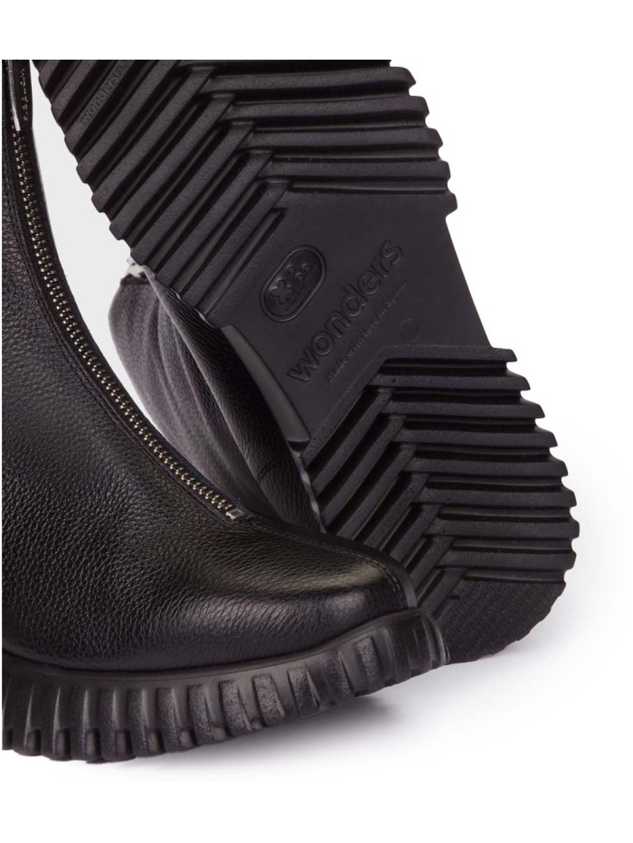BOTINES PLANOS CON CREMALLERA EN TENDENCIA WONDERS A-4403 NEGRO