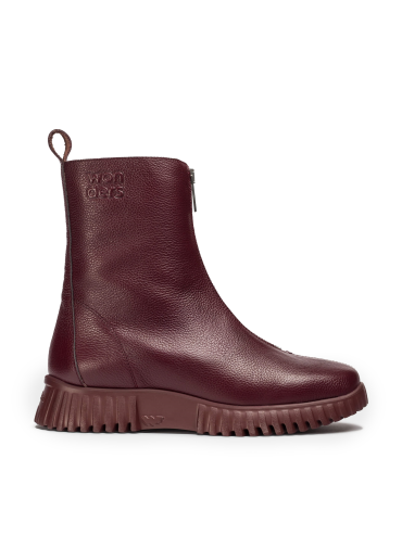 BOTINES PLANOS CON CREMALLERA EN TENDENCIA WONDERS A-4403 BURDEOS