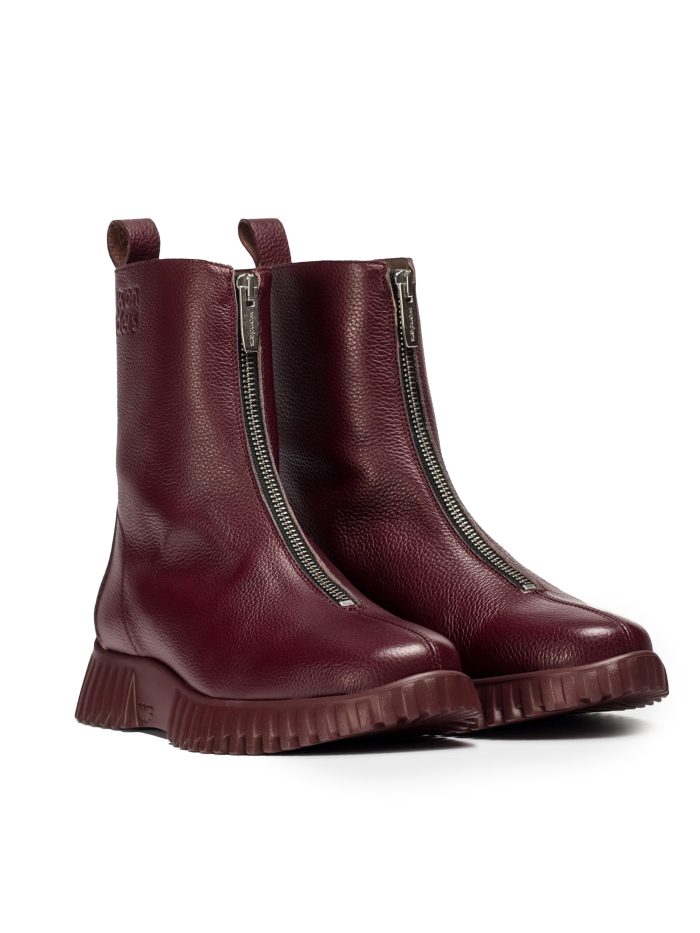 BOTINES PLANOS CON CREMALLERA EN TENDENCIA WONDERS A-4403 BURDEOS