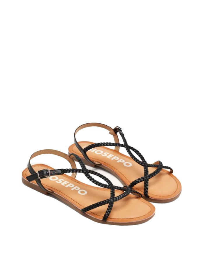 SANDALIAS PLANAS CON TIRAS  TRENZADAS NIOAQUE GIOSEPPO NEGRO