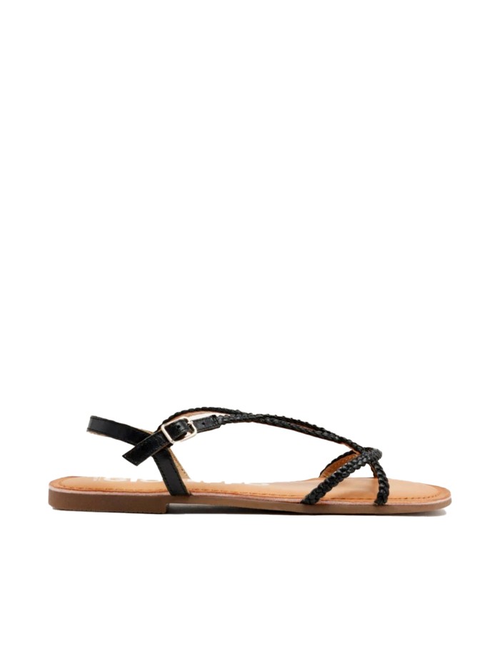 SANDALIAS PLANAS CON TIRAS  TRENZADAS NIOAQUE GIOSEPPO NEGRO