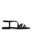 SANDALIA PLANA DE TIRAS DE PIEL PARA MUJER PORRONET BONNIE 3221 NEGRO