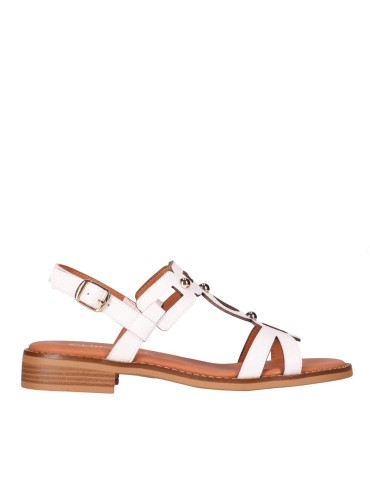 SANDALIAS DE PIEL CON APLIQUES METÁLICOS PARA MUJER CHIKA 10 MILENA 02 BLANCO