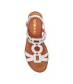 SANDALIAS DE PIEL CON APLIQUES METÁLICOS PARA MUJER CHIKA 10 MILENA 02 BLANCO