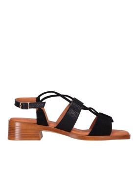 SANDALIAS DE PIEL NEGRAS CONTACÓN BAJO MUJER CHIKA 10 BINKA 11 NEGRO