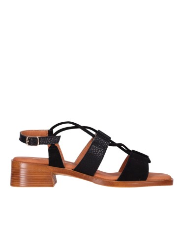 SANDALIAS DE PIEL NEGRAS CONTACÓN BAJO MUJER CHIKA 10 BINKA 11 NEGRO