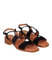 SANDALIAS DE PIEL NEGRAS CONTACÓN BAJO MUJER CHIKA 10 BINKA 11 NEGRO