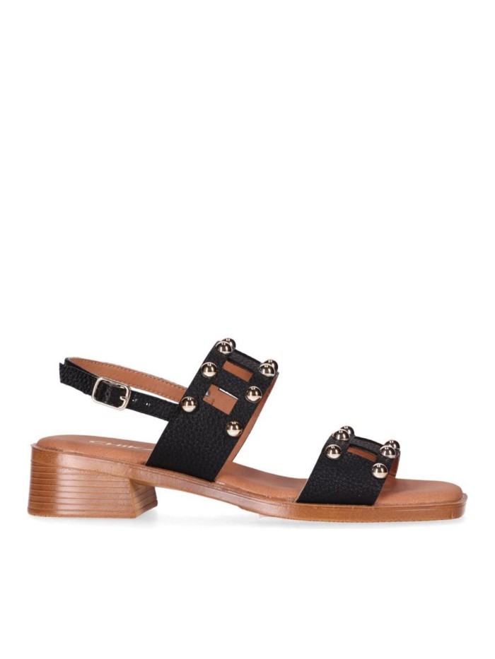 SANDALIAS DE PIEL NEGRAS CON APLIQUES METÁLICOS PARA MUJER CHIKA 10 BINKA 13 NEGRO