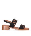 SANDALIAS DE PIEL NEGRAS CON APLIQUES METÁLICOS PARA MUJER CHIKA 10 BINKA 13 NEGRO