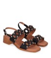 SANDALIAS DE PIEL NEGRAS CON APLIQUES METÁLICOS PARA MUJER CHIKA 10 BINKA 13 NEGRO