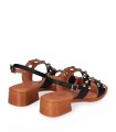 SANDALIAS DE PIEL NEGRAS CON APLIQUES METÁLICOS PARA MUJER CHIKA 10 BINKA 13 NEGRO