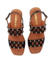 SANDALIAS DE PIEL NEGRAS CON APLIQUES METÁLICOS PARA MUJER CHIKA 10 BINKA 13 NEGRO