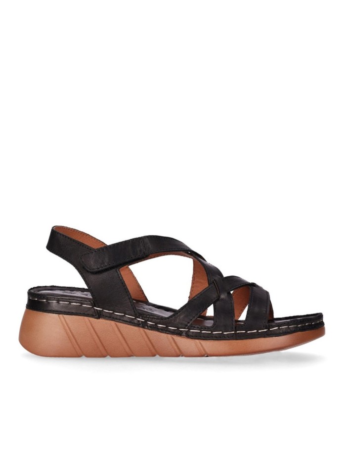 SANDALIAS DE PIEL NEGRAS CON CIERRE DE VELCRO PARA MUJER CHIKA 10 RELAX 03
