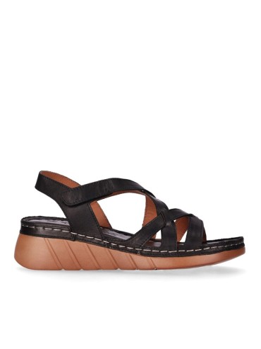 SANDALIAS DE PIEL NEGRAS CON CIERRE DE VELCRO PARA MUJER CHIKA 10 RELAX 03