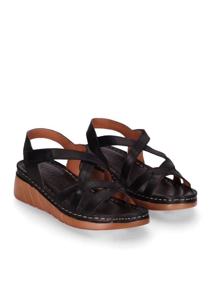 SANDALIAS DE PIEL NEGRAS CON CIERRE DE VELCRO PARA MUJER CHIKA 10 RELAX 03