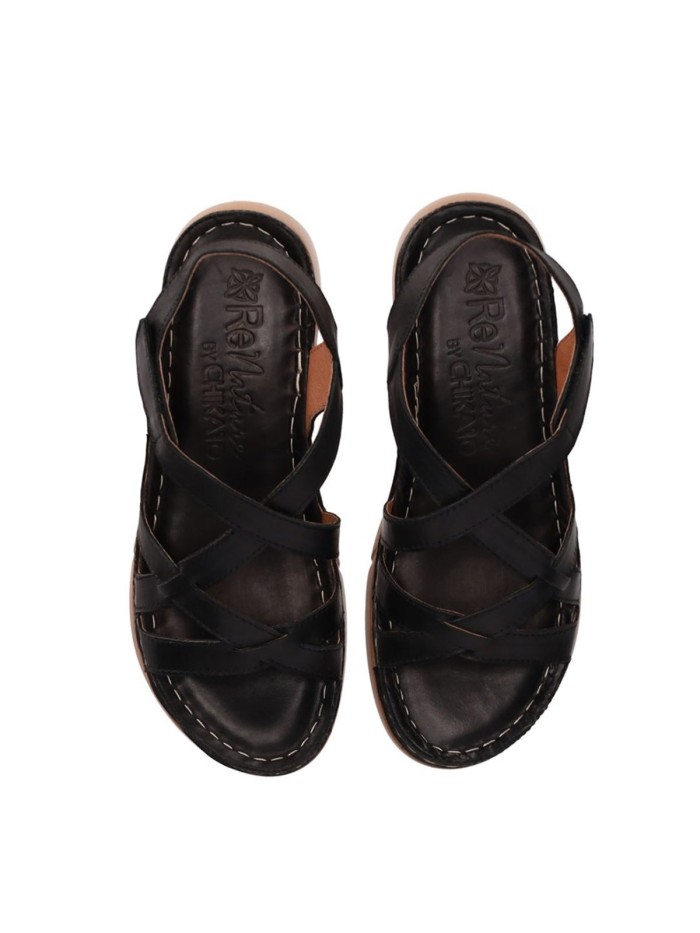 SANDALIAS DE PIEL NEGRAS CON CIERRE DE VELCRO PARA MUJER CHIKA 10 RELAX 03